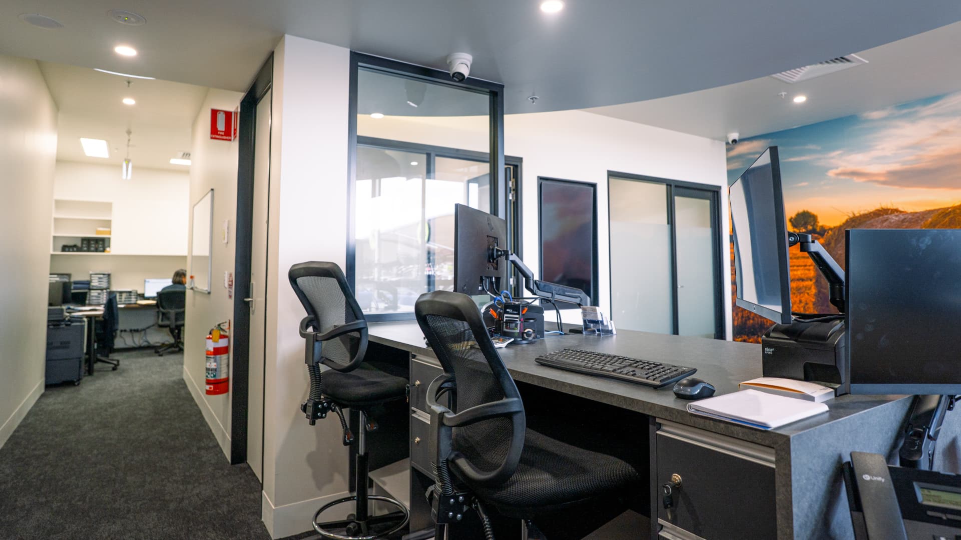 Customised commercial office with workstations, private rooms and integrated branding